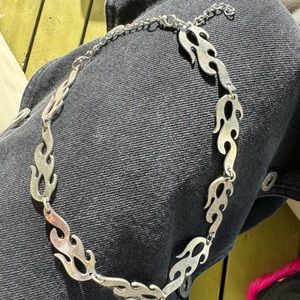 NEW silver plated flame necklace